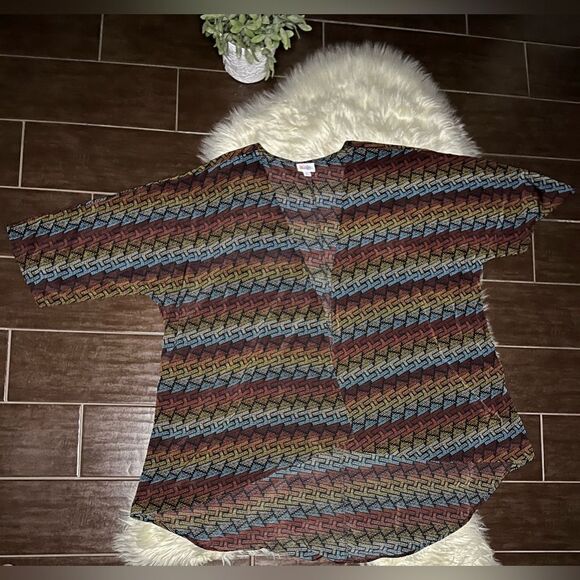 Lularoe Lindsay colorful print kimono sz large - Picture 1 of 6